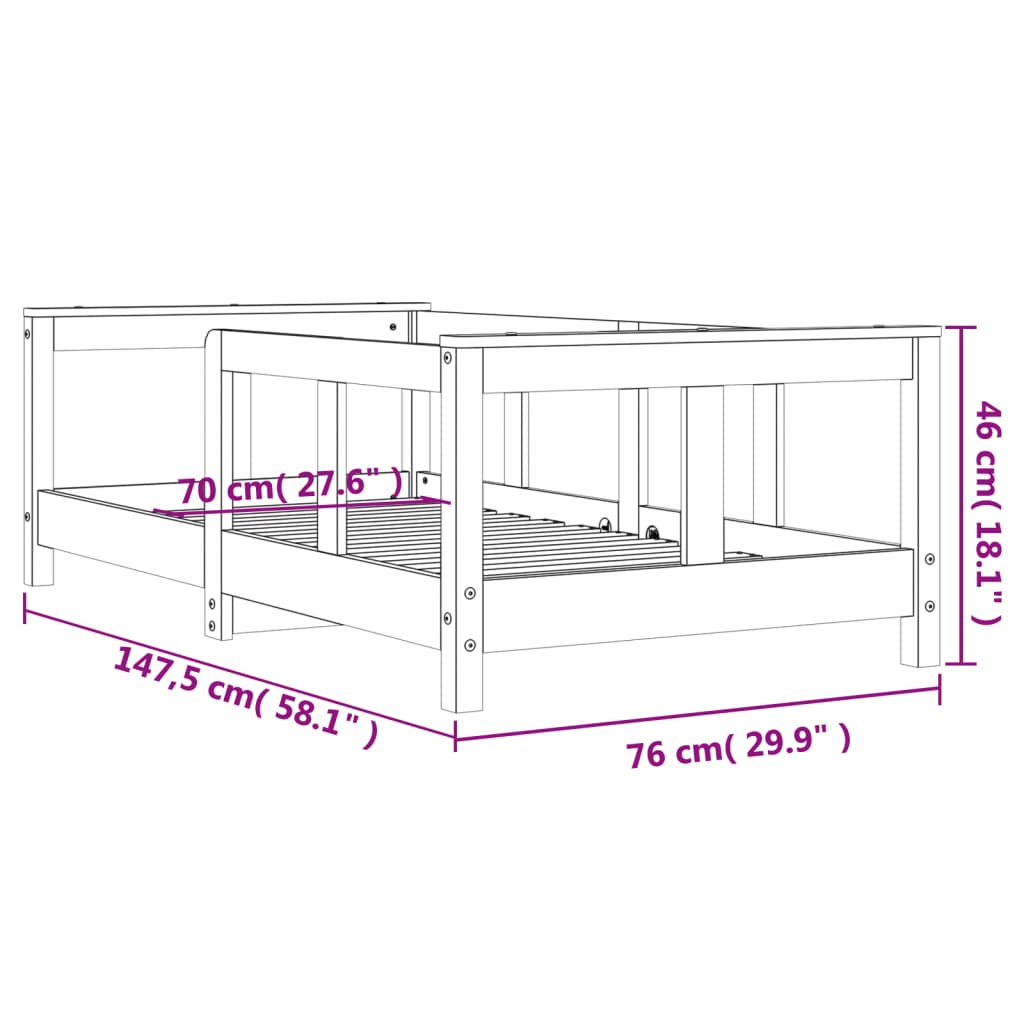 Sängram för barnsäng 70x140 cm massiv furu