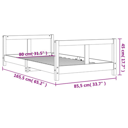 Sängram för barnsäng vit 80x160 cm massiv furu