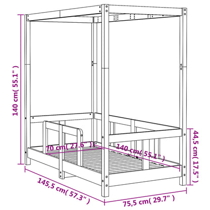 Sängram för barnsäng vit 70x140 cm massiv furu