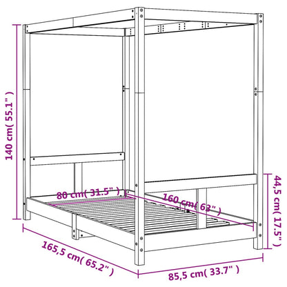 Sängram för barnsäng 80x160 cm massiv furu