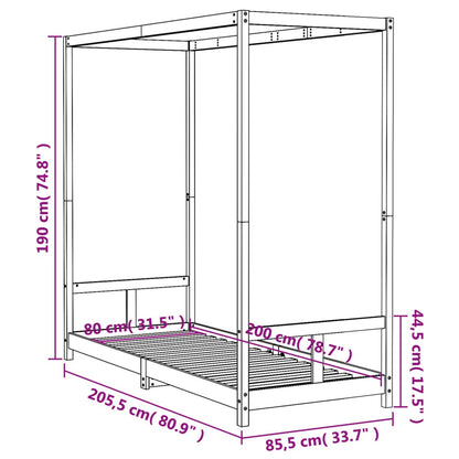 Sängram för barnsäng vit 80x200 cm massiv furu