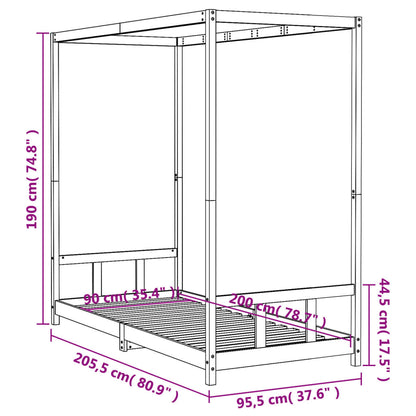 Sängram för barnsäng vit 90x200 cm massiv furu