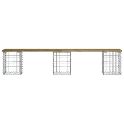 Trädgårdsbänk gabion-design 203x31x42 cm tryckimpregnerad furu