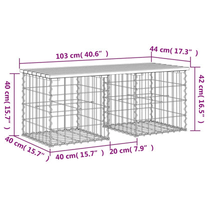 Trädgårdsbänk gabion-design 103x44x42 cm massiv furu