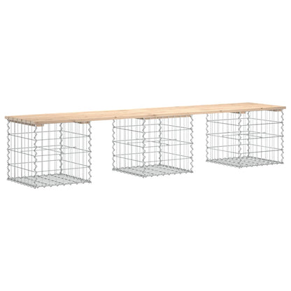 Trädgårdsbänk gabion-design 203x44x42 cm massiv furu