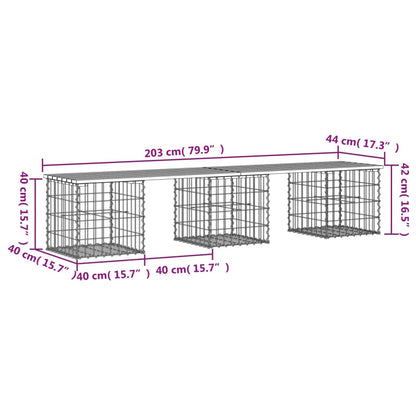 Trädgårdsbänk gabion-design 203x44x42 cm massivt douglasträ