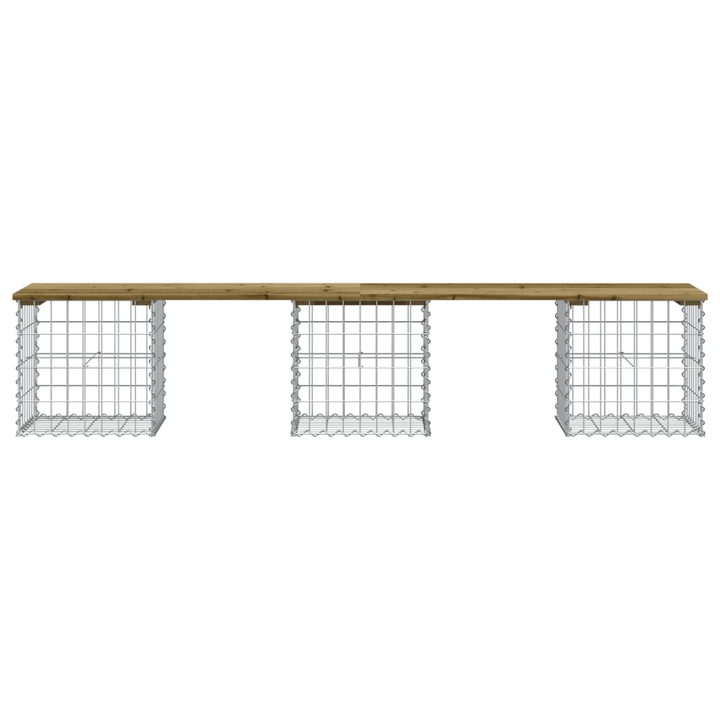 Trädgårdsbänk gabion-design 203x44x42 cm tryckimpregnerad furu