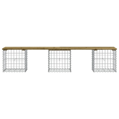 Trädgårdsbänk gabion-design 203x44x42 cm tryckimpregnerad furu