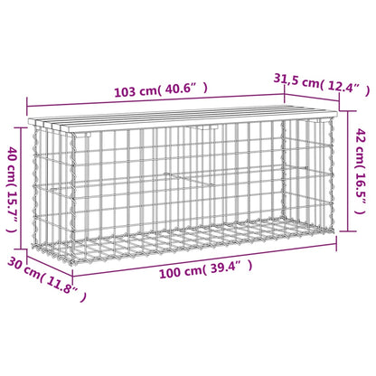 Trädgårdsbänk gabion-design 103x31x42 cm massiv furu