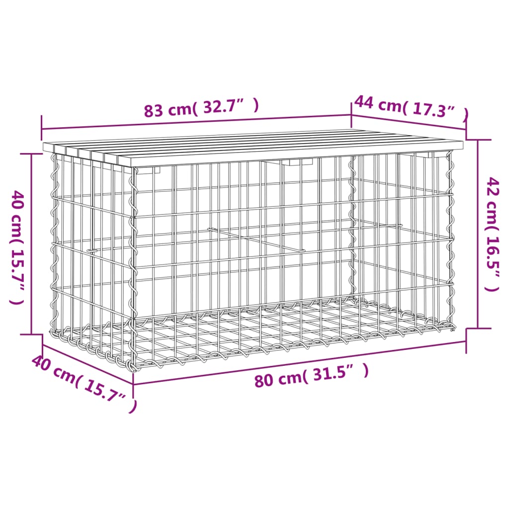 Trädgårdsbänk gabion-design 83x44x42 cm massiv furu