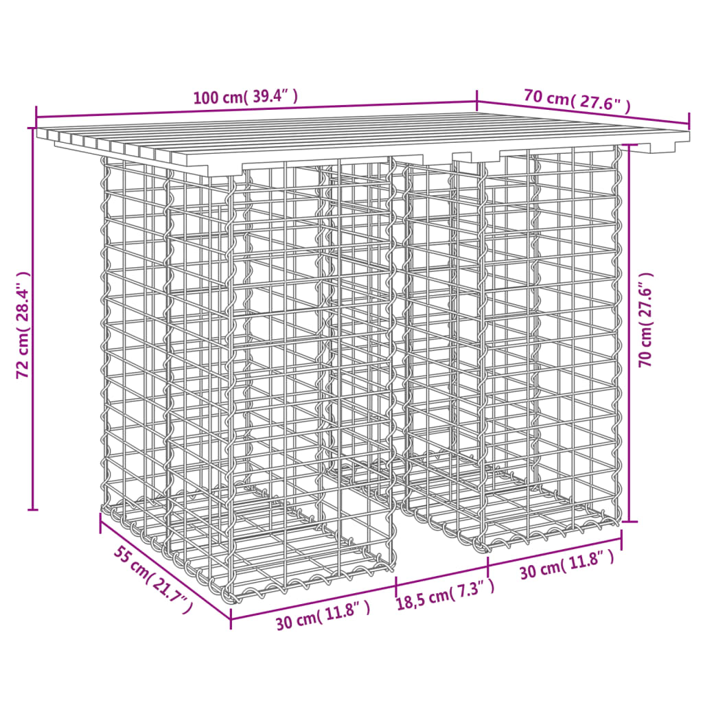 Trädgårdsbänk gabion-design 100x70x72 cm impregnerad furu