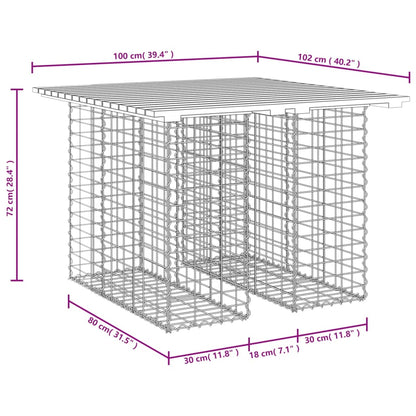 Trädgårdsbänk gabion-design 100x102x72 cm massiv furu