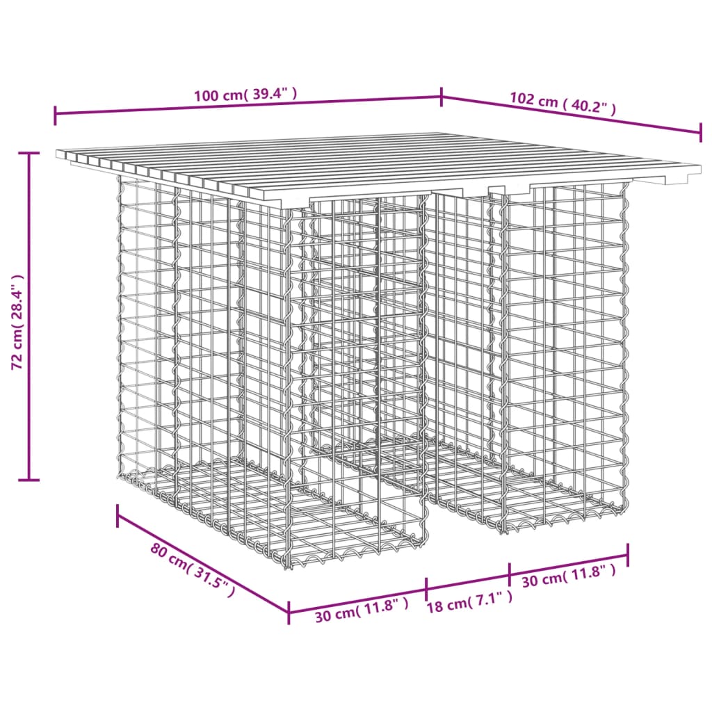 Trädgårdsbänk gabion-design 100x102x72 cm massivt douglasträ