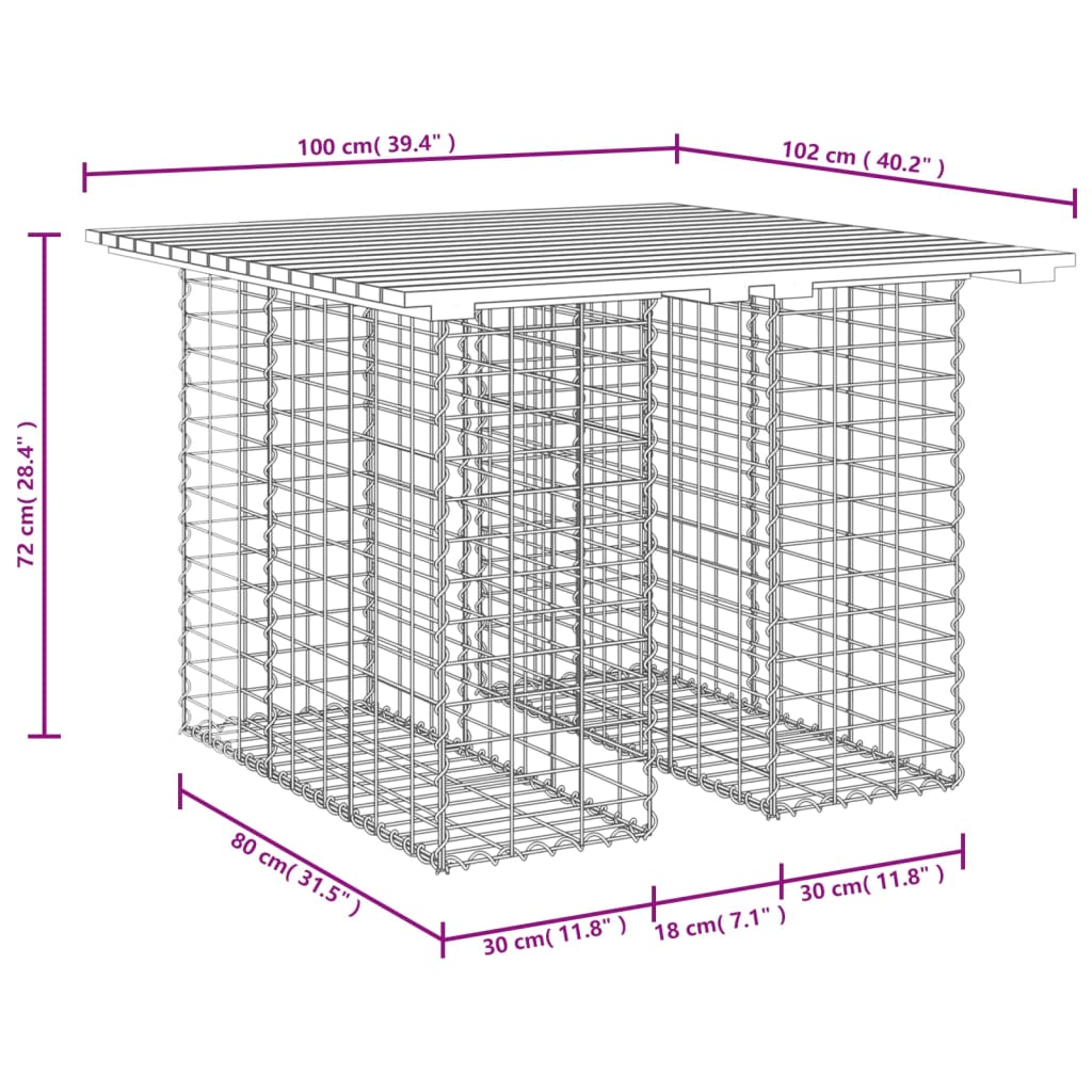 Trädgårdsbänk gabion-design 100x102x72 cm impregnerad furu