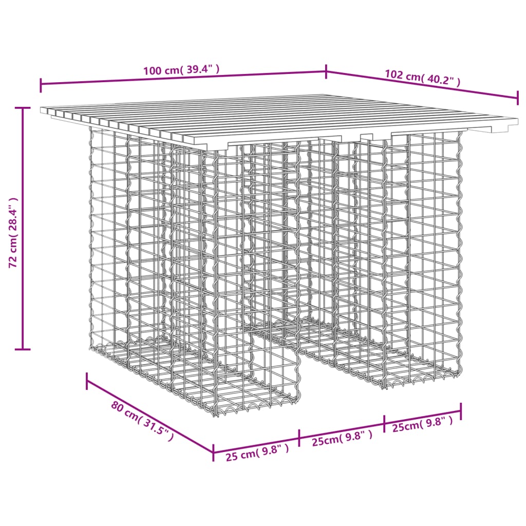 Trädgårdsbänk gabion-design 100x102x72 cm massivt douglasträ