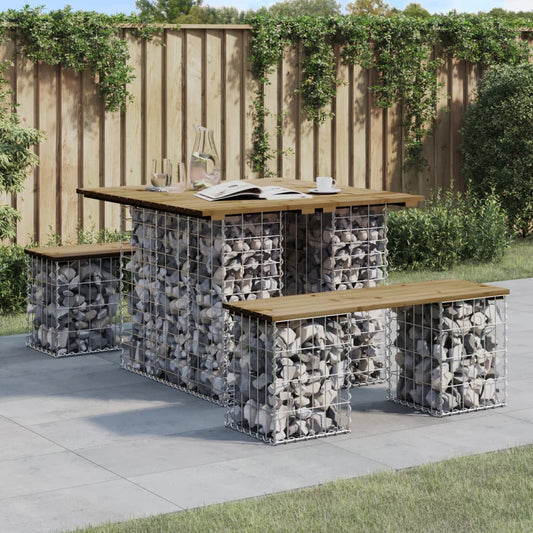 Trädgårdsbänk gabion-design 100x102x72 cm impregnerad furu