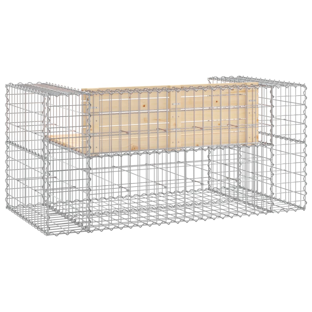 Trädgårdsbänk gabion-design 143x71x65,5 cm massiv furu