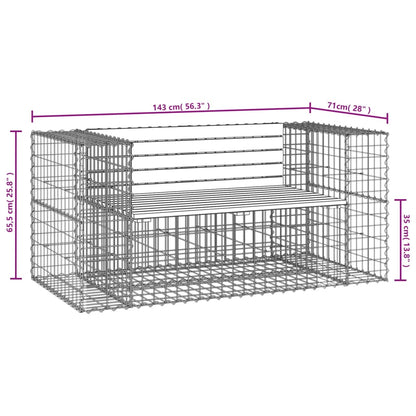 Trädgårdsbänk gabion-design 143x71x65,5 cm massiv furu