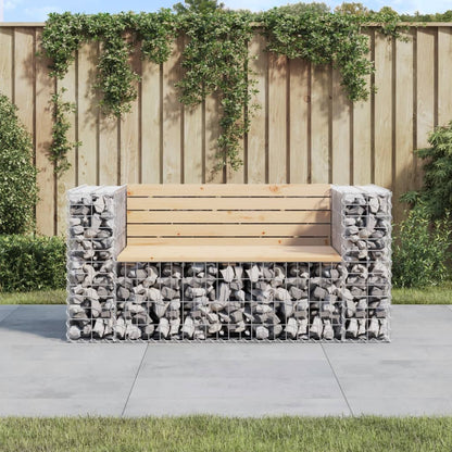 Trädgårdsbänk gabion-design 143x71x65,5 cm massiv furu