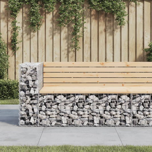 Trädgårdsbänk gabion-design 122x71x65,5 cm massiv furu