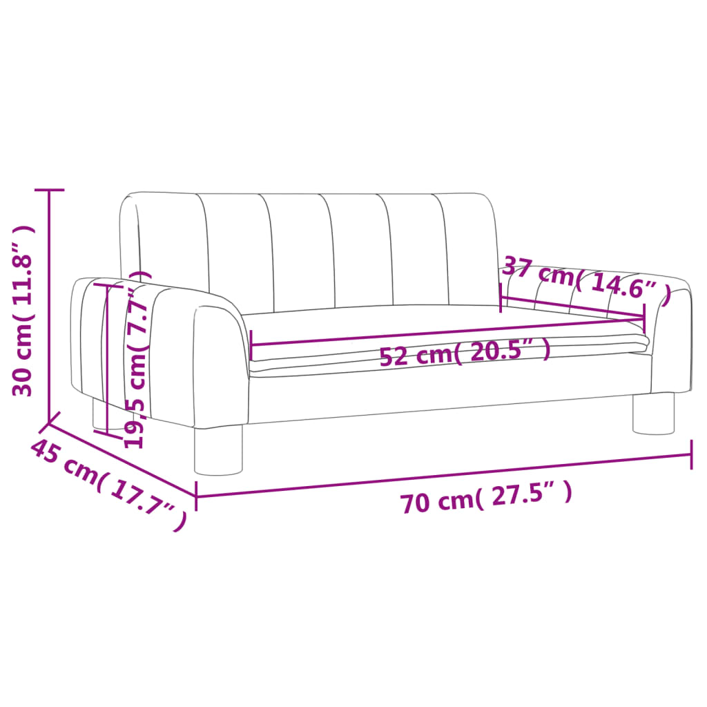 Barnsoffa mörkgrå 70x45x30 cm tyg