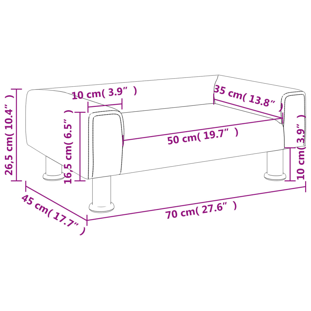 Barnsoffa rosa 70x45x26,5 cm sammet