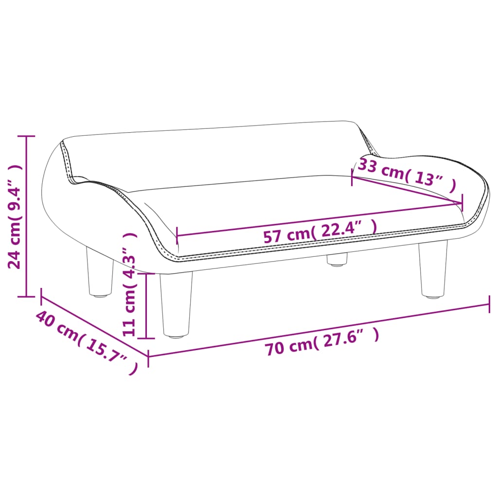 Barnsoffa mullvadsbrun 70x40x24 cm tyg