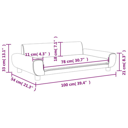 Barnsoffa blå 100x54x33 cm sammet