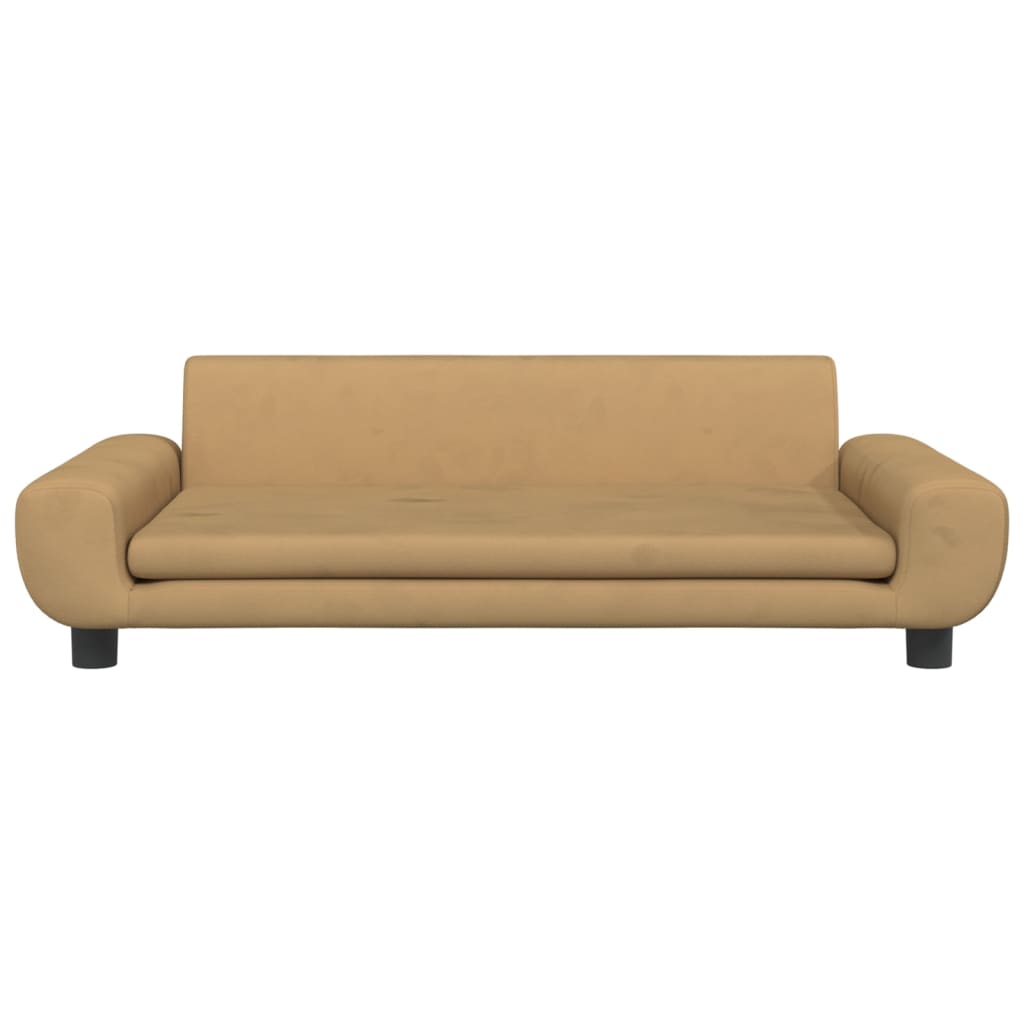 Barnsoffa brun 100x54x33 cm sammet