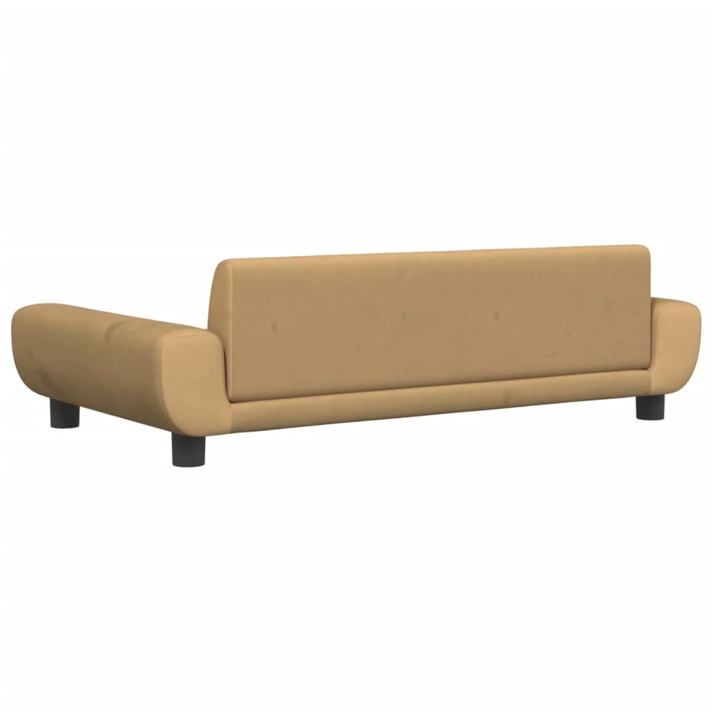 Barnsoffa brun 100x54x33 cm sammet