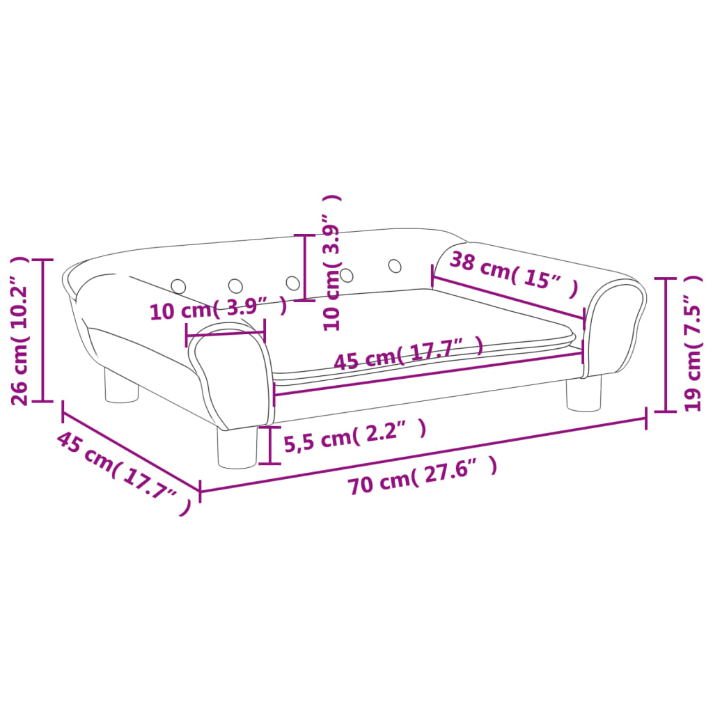 Barnsoffa svart 70x45x26 cm sammet