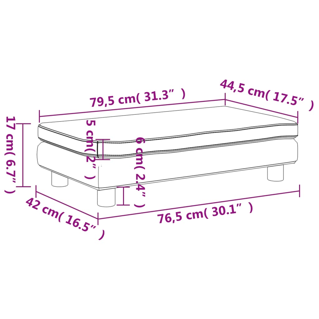 Barnsoffa med fotpall mörkgrå 100x50x30 cm sammet