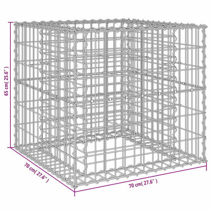 Gabionkorg silver 70x70x65 cm galvaniserat järn