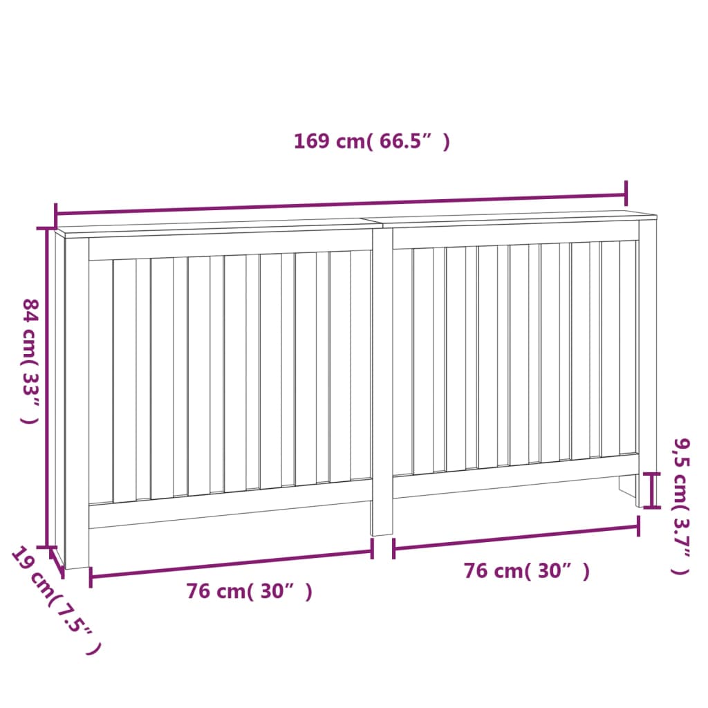 Elementskydd vit 169x19x84 cm massiv furu