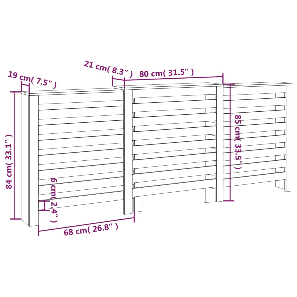 Elementskydd vit 210x21x85 cm massiv furu