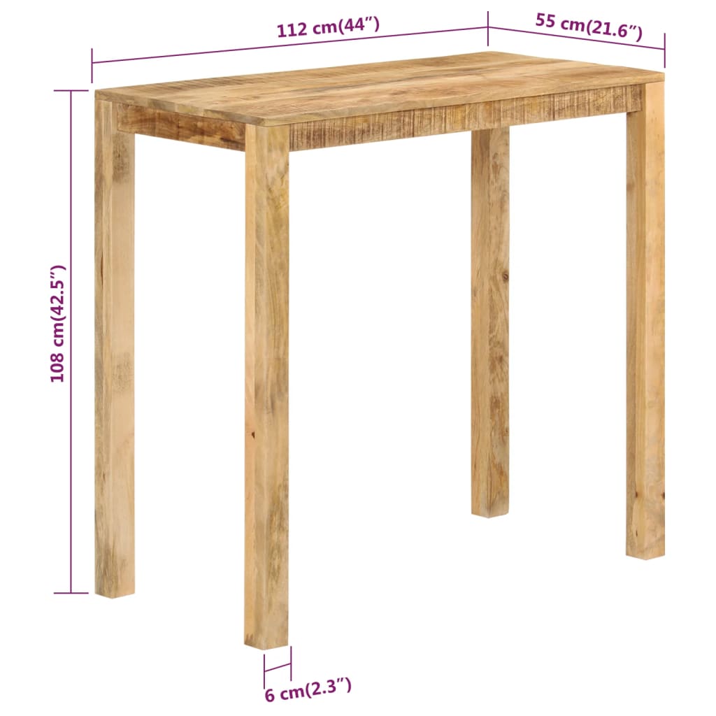 Barbord 112x55x108 cm massivt mangoträ