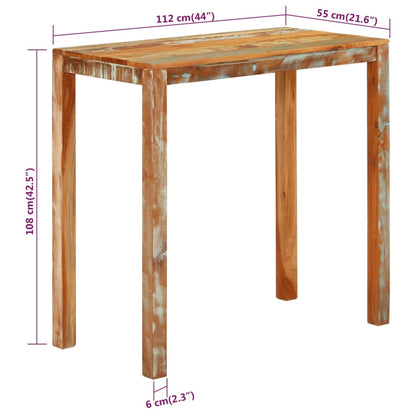 Barbord 112x55x108 cm massivt återvunnet trä