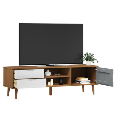 Tv-bänk MOLDE brun 158x40x49 cm massiv furu