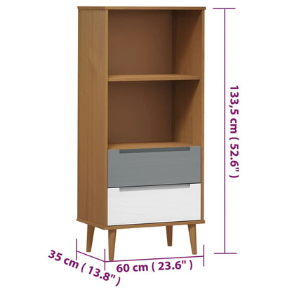 Bokhylla MOLDE brun 60x35x133,5 cm massiv furu