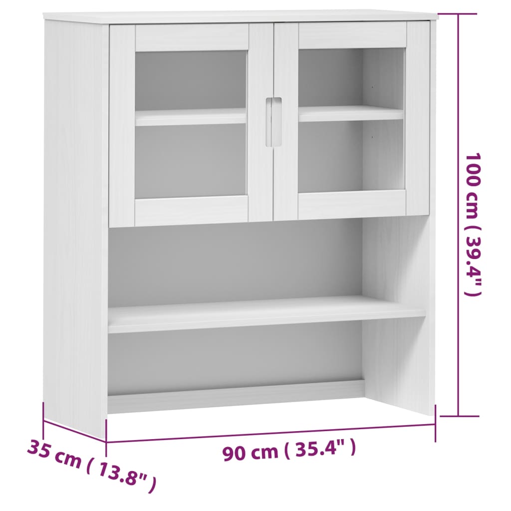 Överdel till högskåp MOLDE vit 90x35x100 cm massiv furu