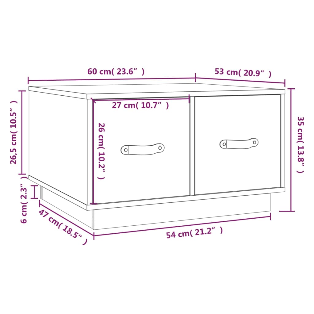 Soffbord 60x53x35 cm massiv furu