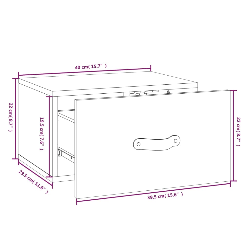 Väggmonterade sängbord 2 st vit 40x29,5x22 cm