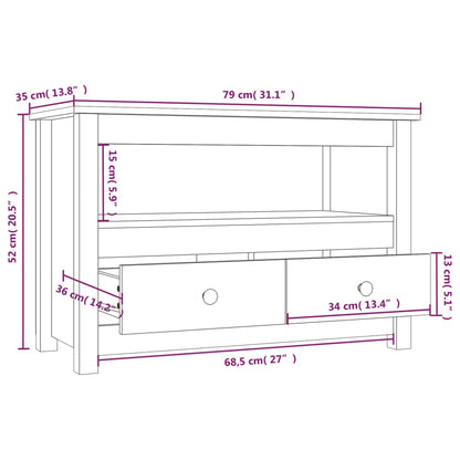 Tv-bänk Svart 79x35x52 cm massiv furu