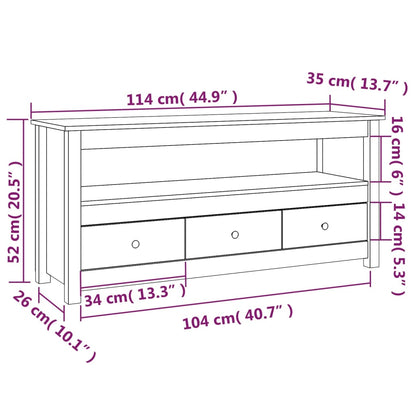 Tv-bänk grå 114x35x52 cm massiv furu