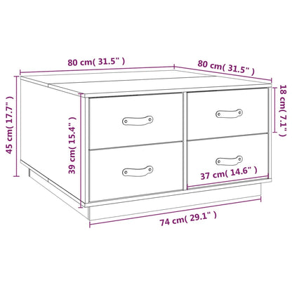 Soffbord grå 80x80x45 cm massiv furu