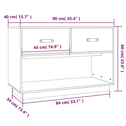 Tv-bänk vit 90x40x60 cm massiv furu