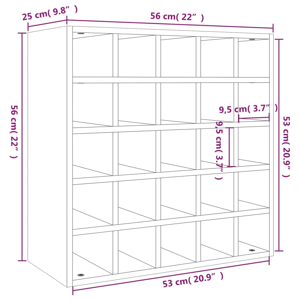 Vinskåp 56x25x56 cm massiv furu