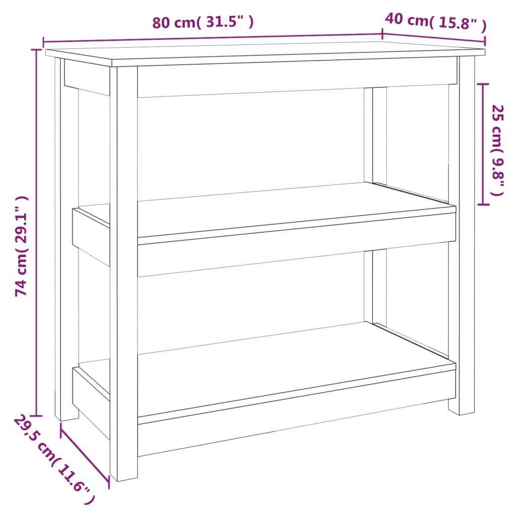 Konsolbord vit 80x40x74 cm massiv furu