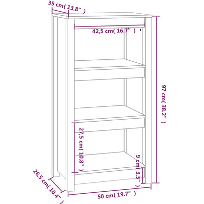 Bokhylla vit 50x35x97 cm massiv furu