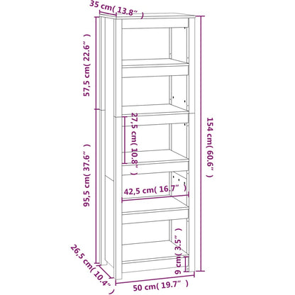 Bokhylla vit 50x35x154 cm massiv furu